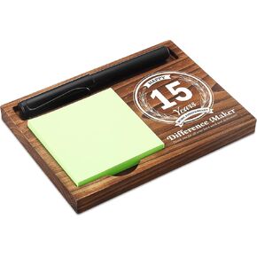 20th Work Anniversary Sticky Note Holder Wooden Notepad & Pen Holder 6.5" x 4.7" Sticky Note Pad Holder Dispenser for Desk Difference Maker Work Appreciation Gifts, NPA230