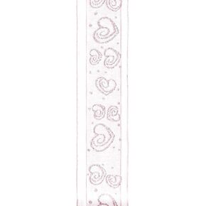Offray, Pink Wired Edge Swirl Heart Craft Ribbon, 1 1/2-Inch x 9-Feet