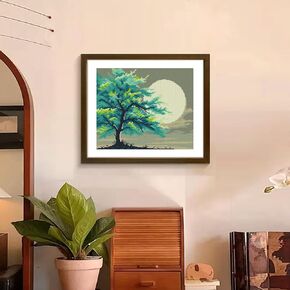 Zhenqing Plant-Themed Printed Cross-Stitch Kit - Easy Embroidery Set for Adult Beginners, Includes Complete Tools, Perfect for Creative Home Decor (Treehouse(67233))