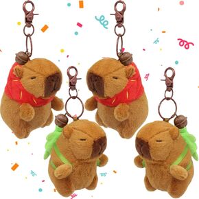 4 Pcs Capybara Plush Keychain Toy,Capybara Stuffed Animals Toy 4'' Cute Capybara Plush Toy Doll Key Chain for Party Graduation Gifts Birthday Gift