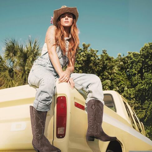 Womens Western Cowgirl Cowboy Boots Mid Calf Snip Toe Fashion Shoes in Kuwait