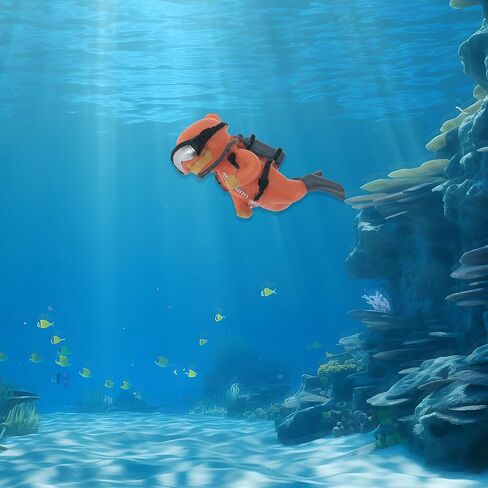 Diver Aquarium Decorations, Floating Diver Fish Tank Decorations, Floating Cartoon Diver Decor, Fun Floating Fish Decoration, PVC Diver Decoration, Green, 1 Set in Kuwait