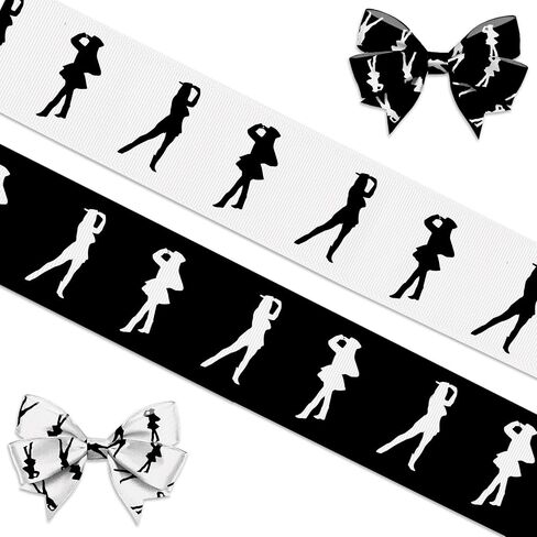 Threetols 2 Rolls 10 Yards Marching Band Ribbons, 7/8" Black White Grosgrain Ribbons Band Ribbons Wrapping Craft Ribbons for Marching Band Decoration and Theme Party Decorations in Saudi Arabia