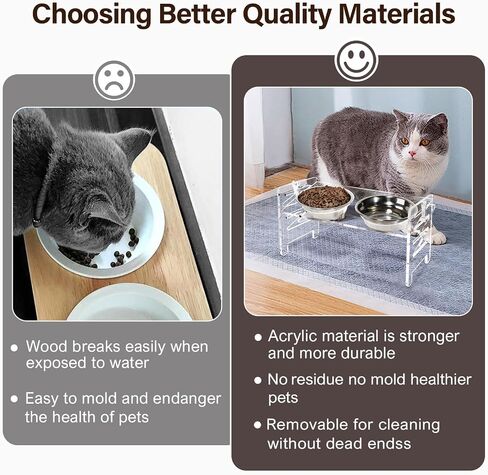 Acrylic Elevated Dog Bowls Stand 6 Height Options, Adjustable Raised Cats Bowls Stand with 2 Thick 18 oz Stainless Steel Bowls, Durable Dog Feeder Bowls for Small Dogs Cats Gift in Saudi Arabia