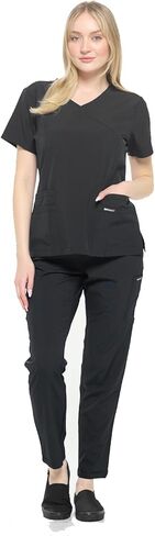 Dagacci Medical Uniform Women's 4-Way Stretch Fitted Y Neck Natural Scrub Set in Kuwait