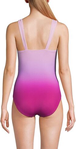 Lands' End Womens Slender Suit Grecian One Piece Swimsuit BlackBerry Plus 18w in Saudi Arabia