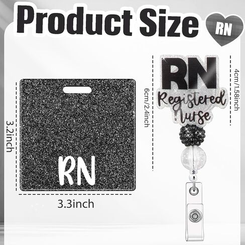 RN Budge Buddy with RN Nurse Badge Cenly Clip Retractable ID Clip لطلاب RN الممرضات (أسود) in Kuwait