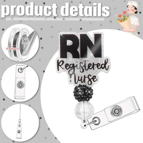 RN Budge Buddy with RN Nurse Badge Cenly Clip Retractable ID Clip لطلاب RN الممرضات (أسود) in Kuwait