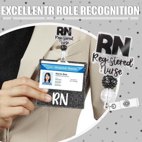 RN Budge Buddy with RN Nurse Badge Cenly Clip Retractable ID Clip لطلاب RN الممرضات (أسود) in Kuwait