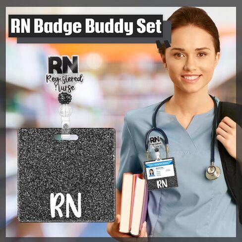 RN Budge Buddy with RN Nurse Badge Cenly Clip Retractable ID Clip لطلاب RN الممرضات (أسود) in Kuwait