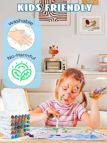 Lorvain Super Washable Markers for kids, 12 Colors Dual Tip Washable Markers Set, Fine & Broad Tip Markers, Coloring Markers for School, Kids Art Supplies with Carrying and Storage Case in Saudi Arabia