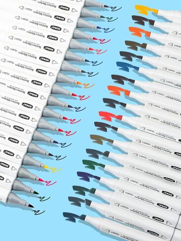Lorvain Super Washable Markers for kids, 12 Colors Dual Tip Washable Markers Set, Fine & Broad Tip Markers, Coloring Markers for School, Kids Art Supplies with Carrying and Storage Case in Saudi Arabia