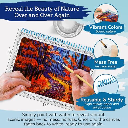 ZUKI's Aqua Art - Dementia Activities, Reusable Mess-Free Paint with Water Books for Adults & All Ages Functional Bingo Prizes for Seniors, Tranquil Dreams Edition in Saudi Arabia
