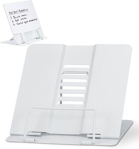 Metal Desk Book Stand with Dry Erase Board - Timenu Adjustable Bookstands Reading Book Holder Documents Rest for Cookbook Recipes Textbooks Tablet Music Books Purple in Saudi Arabia