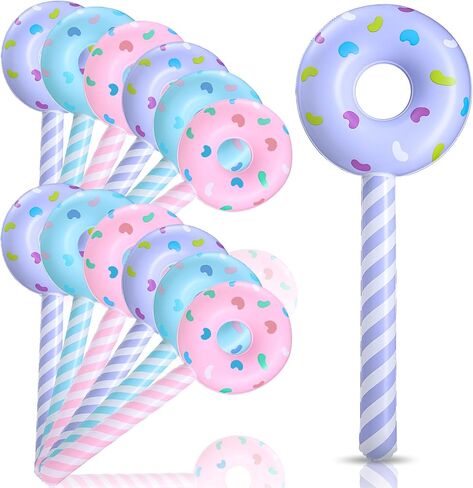 Jenaai 12 Pcs Candyland Birthday Party Decorations Inflatable 33 Inch Lollipop Stick Large Candy Float Donut Shape Balloons Valentine‘s Day Candy Themed Birthday Decorations for Kids(Classic Color) in Kuwait