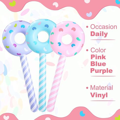 Jenaai 12 Pcs Candyland Birthday Party Decorations Inflatable 33 Inch Lollipop Stick Large Candy Float Donut Shape Balloons Valentine‘s Day Candy Themed Birthday Decorations for Kids(Classic Color) in Kuwait