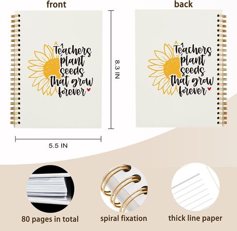 QUICQOD Teacher Gifts,Teachers Plant Seeds That Grow Forever Notebook Journal,Appreciation Gift for Teacher,Thank You Gift,Hardcover Spiral Notebook 5.5x8.3 in Saudi Arabia