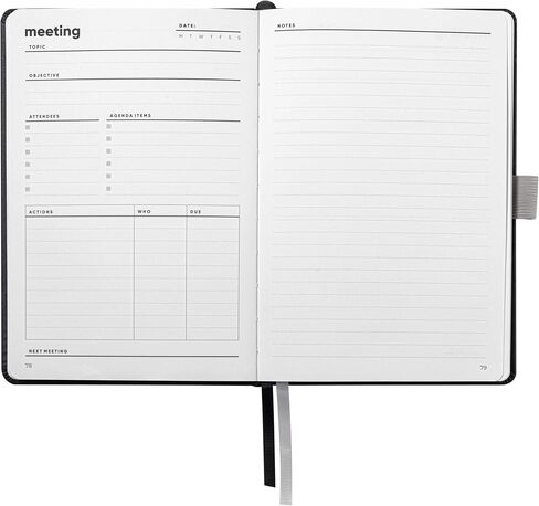 Meeting Notebook for Work - Professional Hardcover Meeting Planner - 2 Pages Per Meeting and Extra Meeting Notes Section, Index, 160 Pages, 100gsm Paper, Work Notebook, Project Planner in Saudi Arabia