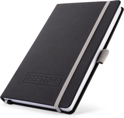 Meeting Notebook for Work - Professional Hardcover Meeting Planner - 2 Pages Per Meeting and Extra Meeting Notes Section, Index, 160 Pages, 100gsm Paper, Work Notebook, Project Planner in Saudi Arabia