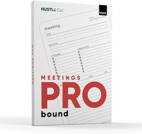 Meeting Notebook for Work - Professional Hardcover Meeting Planner - 2 Pages Per Meeting and Extra Meeting Notes Section, Index, 160 Pages, 100gsm Paper, Work Notebook, Project Planner in Saudi Arabia