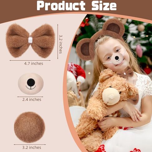 Mototo 4 PCS Elephant Costume Accessories Set Elephant Ears Headband Trunk Tail Bowtie Boys Girls Gift for Halloween Animal Props Dress up Party in Saudi Arabia