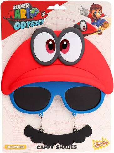 Sun-Staches Super Mario Sunglasses | Nintendo Mario, Luigi, Bowser, Yoshi, or Peach Costume Accessory | One Size Fits Most in Saudi Arabia