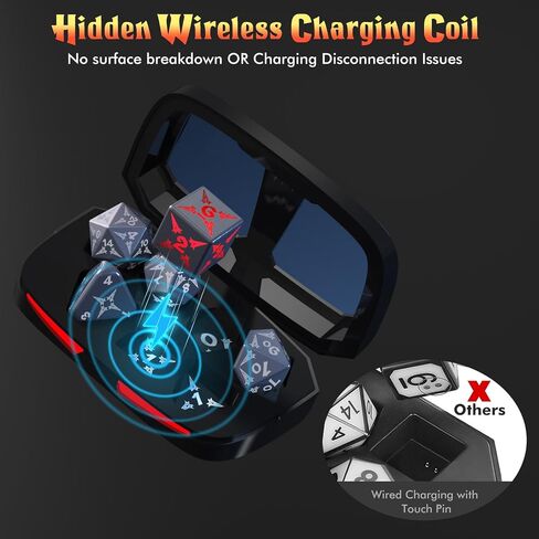 مجموعة DND DND DICE SET ، اللاسلكي غير القابل لإعادة الشحن النرد مع صندوق الشحن ، 7 PCS مجموعة النرد الإلكترونية ، LED RGB الدور الأدوار تلعب D&D DICE للأبراج المحصنة وألعاب Dragons PRG MTG (سيف) in Saudi Arabia