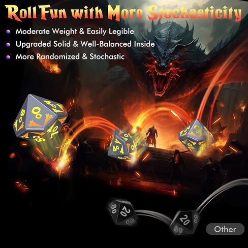 مجموعة DND DND DICE SET ، اللاسلكي غير القابل لإعادة الشحن النرد مع صندوق الشحن ، 7 PCS مجموعة النرد الإلكترونية ، LED RGB الدور الأدوار تلعب D&D DICE للأبراج المحصنة وألعاب Dragons PRG MTG (سيف) in Saudi Arabia