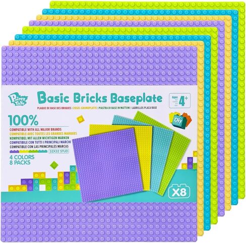 8 Pack Classic Baseplate, Square 32x32 Building Base Plates for Kids, Compatible with All Major Brands, 10" x10", STEM Building Toys for Kids Ages 4 5 6 7 8+ (Pastel) in Saudi Arabia