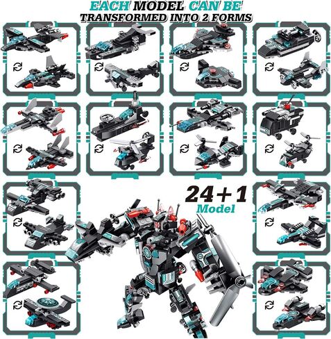 Robot Building Toys for Boys Age 6 7 8 9 10 11 Year Old, 577 PCS STEM Toy Kit, 25-in-1 Building Bricks Educational Construction Set Engineering Toys, Activities Learning Gift for Kids in Saudi Arabia
