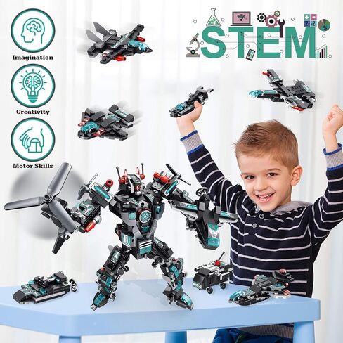 Robot Building Toys for Boys Age 6 7 8 9 10 11 Year Old, 577 PCS STEM Toy Kit, 25-in-1 Building Bricks Educational Construction Set Engineering Toys, Activities Learning Gift for Kids in Saudi Arabia
