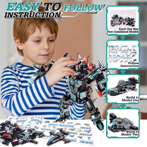 Robot Building Toys for Boys Age 6 7 8 9 10 11 Year Old, 577 PCS STEM Toy Kit, 25-in-1 Building Bricks Educational Construction Set Engineering Toys, Activities Learning Gift for Kids in Saudi Arabia