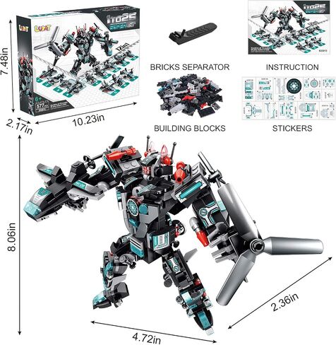 Robot Building Toys for Boys Age 6 7 8 9 10 11 Year Old, 577 PCS STEM Toy Kit, 25-in-1 Building Bricks Educational Construction Set Engineering Toys, Activities Learning Gift for Kids in Saudi Arabia