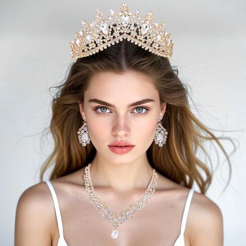 Kamirola Tiaras and Crowns for Women,Tiaras Earrings Necklace, Crystal Bridal Jewelry Set, Costume Party Halloween Prom Pageant Jewelry for Women Girls(TR22) in Kuwait