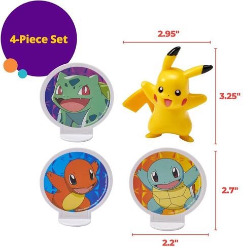 Decoset® Pokemon Light Up Pikachu Cake Topper ، 4 - مجموعة الديكور ، زخارف عيد ميلاد لكل كعكات الحجم والشكل in Kuwait