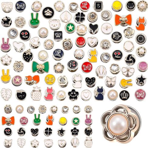 Sureio 80 Sets Brooch Pin Assorted Instant Buttons Jean Buttons Pins Mini Shirt Brooch Small Safety Lapel for Women Clothes Jeans Coat Dress Hat Decoration, 0.39 Inch(Classic Style) in Kuwait