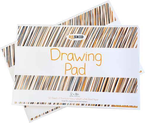 Reskid Drawing Paper Pad (12 x 18 inches) - 50 Sheets, 2-Pack Coloring Art Pads for Kids, Sketch Kids (12x18 (2PACK)) in Kuwait