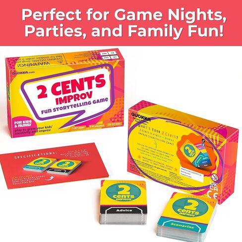 Quokka 2 Cents Comply Comedly Comedy Comedy Torkyling Cards - 60 ألعاب Story Story Funder و Creative - مجموعات ممتعة ، أنشطة الحفلات ، ليلة لعبة الكبار - 3-8 لاعبي القصص in Kuwait