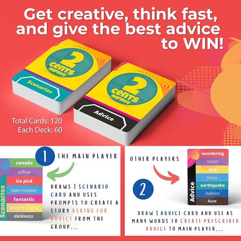 Quokka 2 Cents Comply Comedly Comedy Comedy Torkyling Cards - 60 ألعاب Story Story Funder و Creative - مجموعات ممتعة ، أنشطة الحفلات ، ليلة لعبة الكبار - 3-8 لاعبي القصص in Kuwait