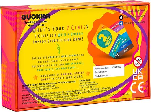 Quokka 2 Cents Comply Comedly Comedy Comedy Torkyling Cards - 60 ألعاب Story Story Funder و Creative - مجموعات ممتعة ، أنشطة الحفلات ، ليلة لعبة الكبار - 3-8 لاعبي القصص in Kuwait