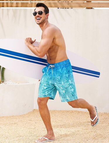 SILKWORLD Mens Swim Trunks with Compression Liner 9 Inch Bathing Suits Quick-Dry Swimmming Beach Shorts with Cargo Pockets in Kuwait