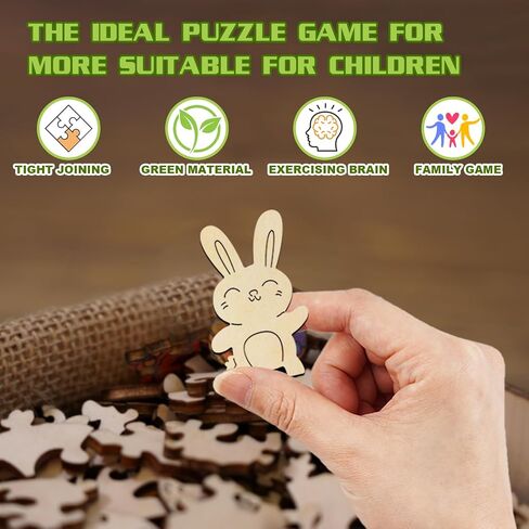 Wooden Puzzles for Kids Ages 4-8, Cute Bunny Puzzle, Unique Animal Shaped Wooden Jigsaw Puzzles for Kids, 50 Pieces Puzzles for Kids(50pcs,11.4 * 11.4in) in Saudi Arabia