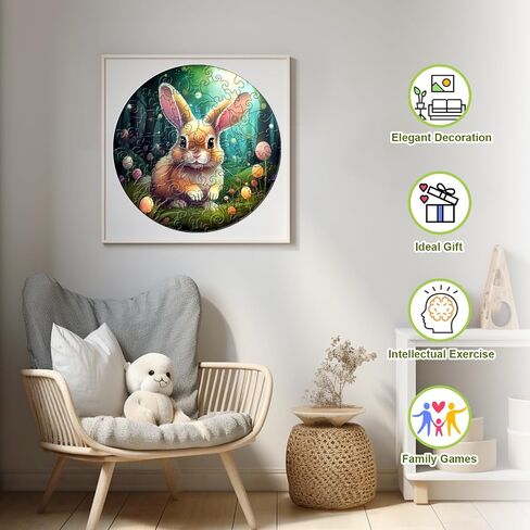Wooden Puzzles for Kids Ages 4-8, Cute Bunny Puzzle, Unique Animal Shaped Wooden Jigsaw Puzzles for Kids, 50 Pieces Puzzles for Kids(50pcs,11.4 * 11.4in) in Saudi Arabia