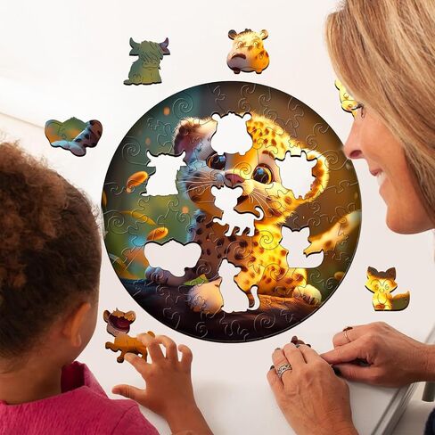 Wooden Puzzles for Kids Ages 4-8, Cute Bunny Puzzle, Unique Animal Shaped Wooden Jigsaw Puzzles for Kids, 50 Pieces Puzzles for Kids(50pcs,11.4 * 11.4in) in Saudi Arabia