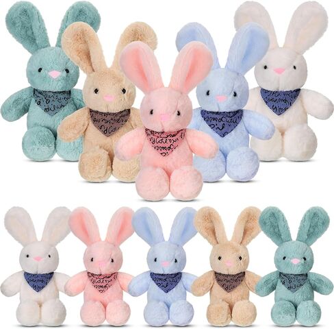 Poen 10 Pcs Easter Bunny Stuffed Animal Bulk 14 Inches Cute Rabbits Plush Toys Easter Bunny Gift in 5 Colors Easter Basket Eggs Filled Stuffers for Boys Girls Easter Birthday Party Decor(Classic) in Kuwait