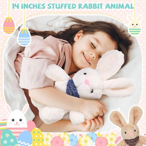 Poen 10 Pcs Easter Bunny Stuffed Animal Bulk 14 Inches Cute Rabbits Plush Toys Easter Bunny Gift in 5 Colors Easter Basket Eggs Filled Stuffers for Boys Girls Easter Birthday Party Decor(Classic) in Kuwait