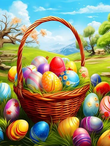 Zlinnar Eggs Diamond Painting for Adults DIY Easter Diamond Art Kits Full Round Drill Dot Paint with Cross Stitch Art Kits Home Wall Decor Room Decor 12 x 16 Inch in Kuwait