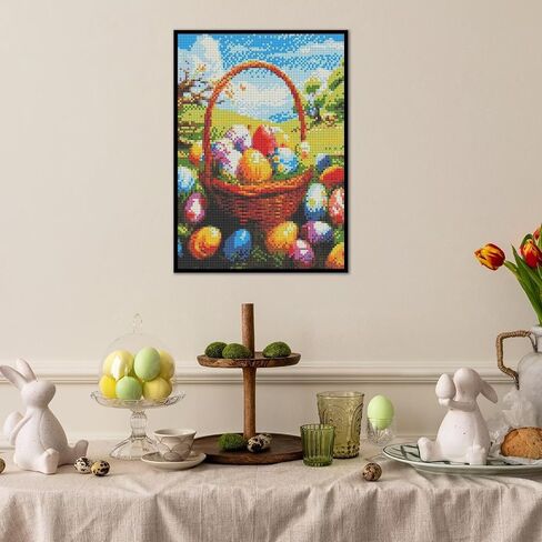Zlinnar Eggs Diamond Painting for Adults DIY Easter Diamond Art Kits Full Round Drill Dot Paint with Cross Stitch Art Kits Home Wall Decor Room Decor 12 x 16 Inch in Kuwait