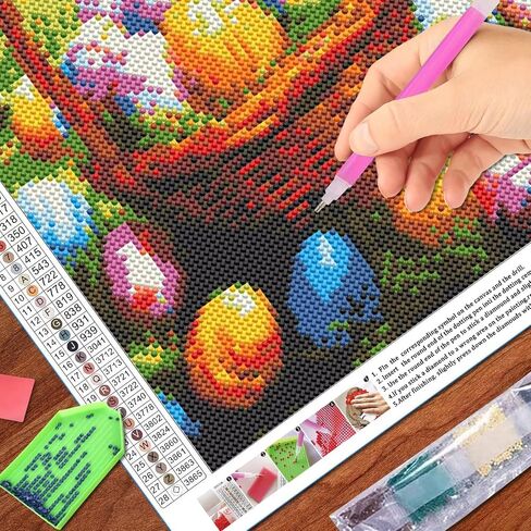 Zlinnar Eggs Diamond Painting for Adults DIY Easter Diamond Art Kits Full Round Drill Dot Paint with Cross Stitch Art Kits Home Wall Decor Room Decor 12 x 16 Inch in Kuwait