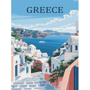 IPISSOI 5D Diamond Paintings Greece Gem Kits for Adults Full Drill Round Diamonds Art Kits Paint Diamonds Round for Gift, Wall Decor Wall Gift 12x16 inch